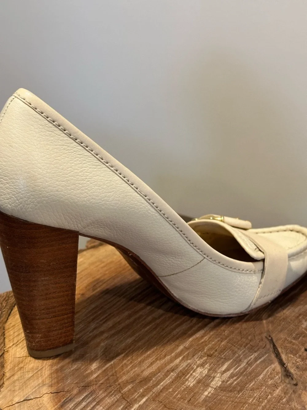 Michael Kors Cream Leather Buckle Pump - Picture 9 of 13